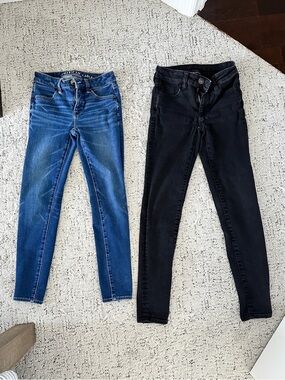 American Eagle Outfitters Blue and Black Skinny Jeans Duo Size 00
